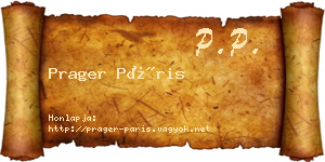Prager Páris névjegykártya